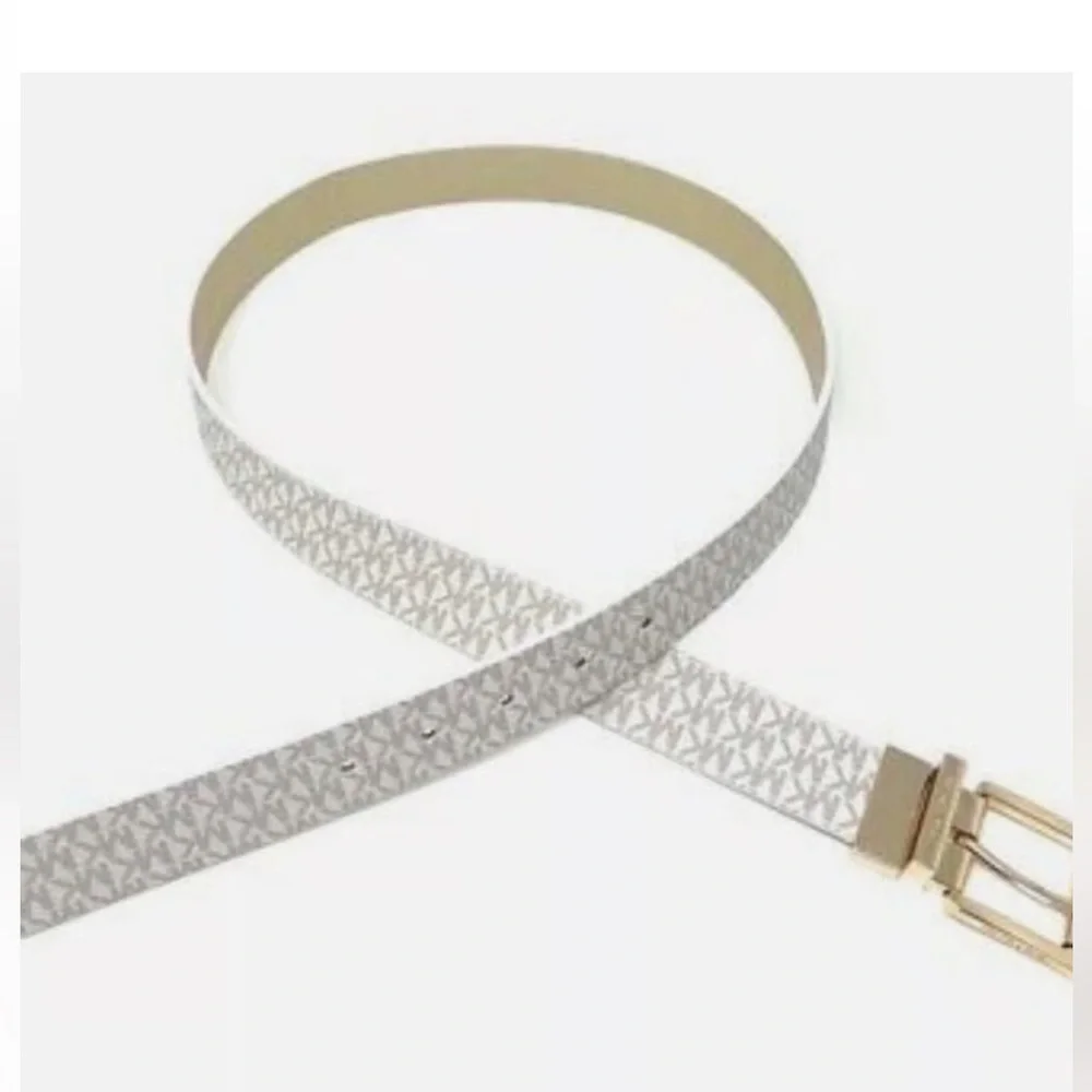 Michael Kors Signature White and Gold Belt